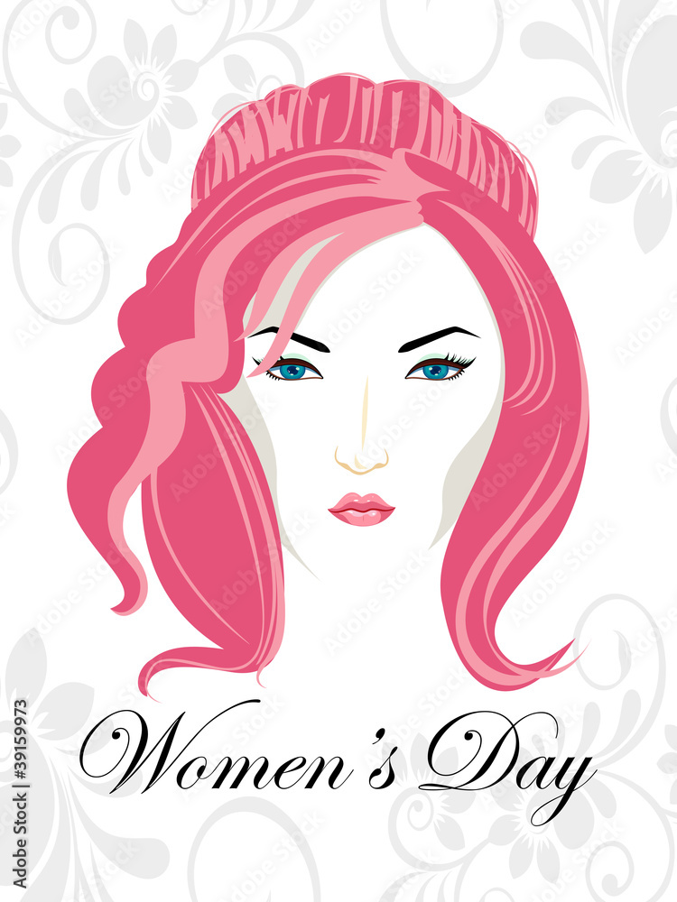 A beautiful girl with lovely pink hairs. vector A beautiful girl with lovely pink hairs. vector