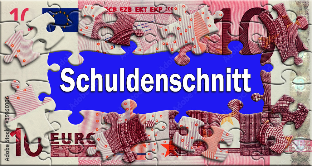 Obraz premium Schuldenschnitt - Puzzle - Geldschein