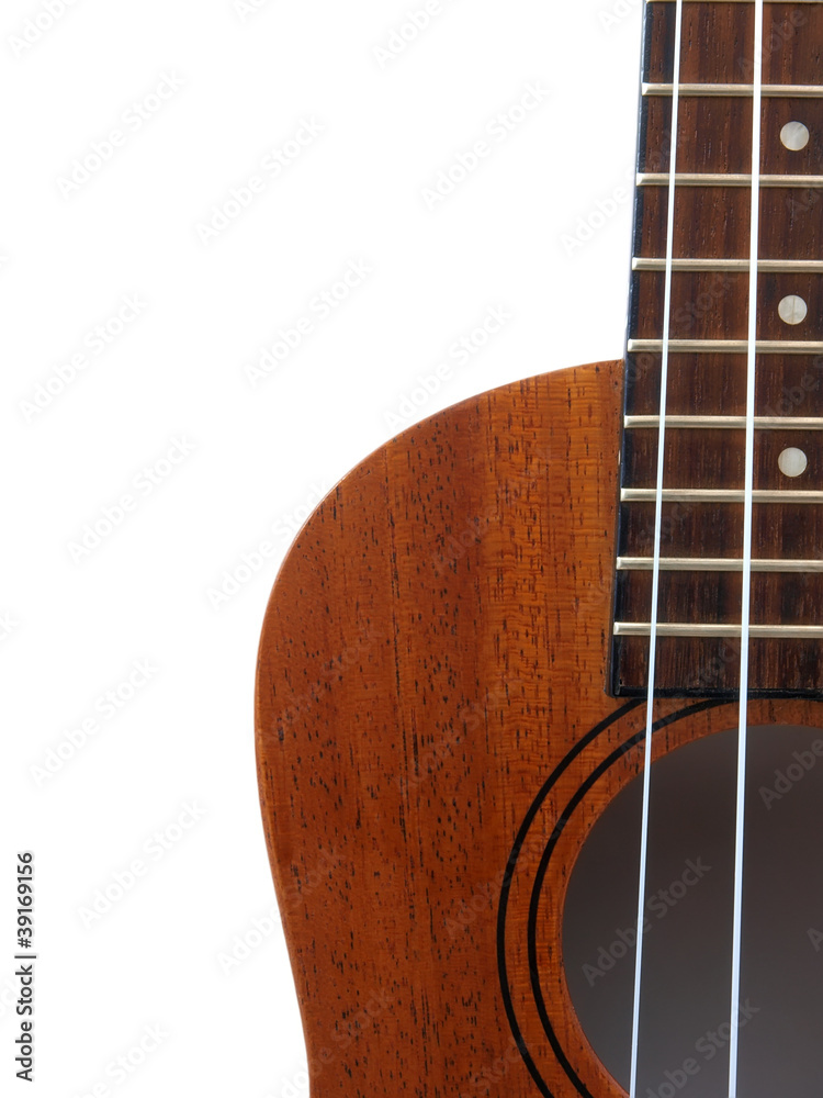 Obraz premium close-up ukulele isolated over white background