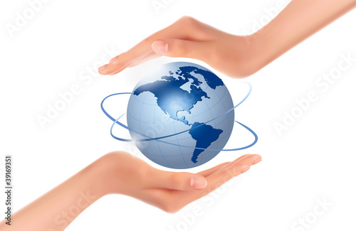 Hands holding globe  Vector