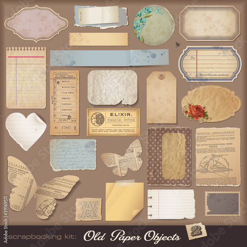 digital scrapbooking kit: aged paper objects (2) photo
