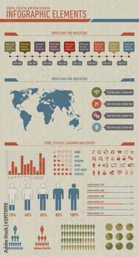 Useful, high detailed and vintage styled infographic elements