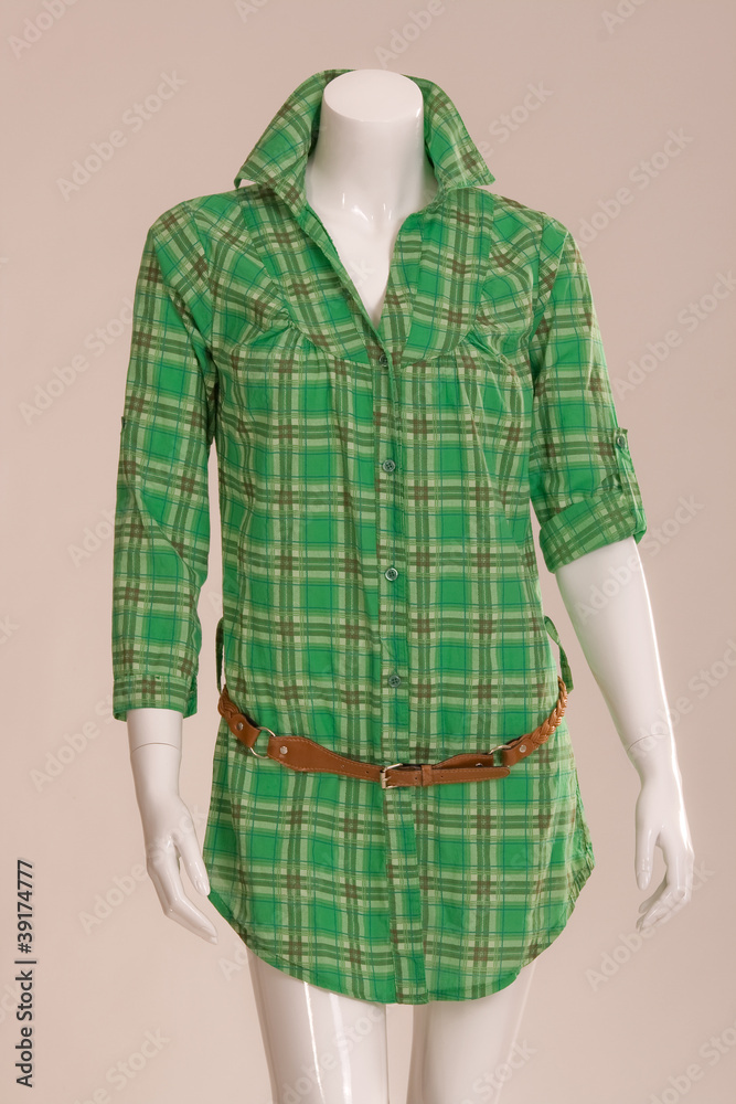 Grüne Bluse mit Gürtel Stock Photo | Adobe Stock