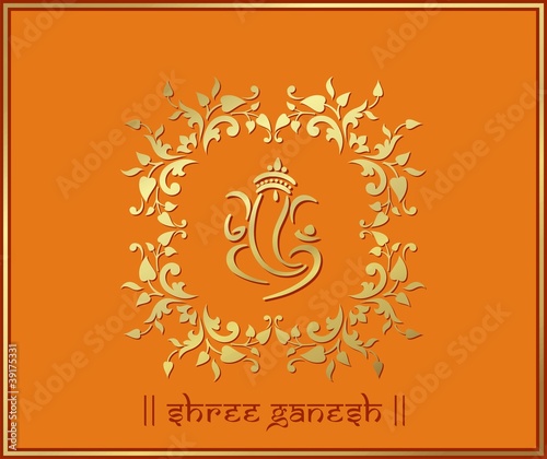 Ganesh, traditional Hindu wedding card design, India