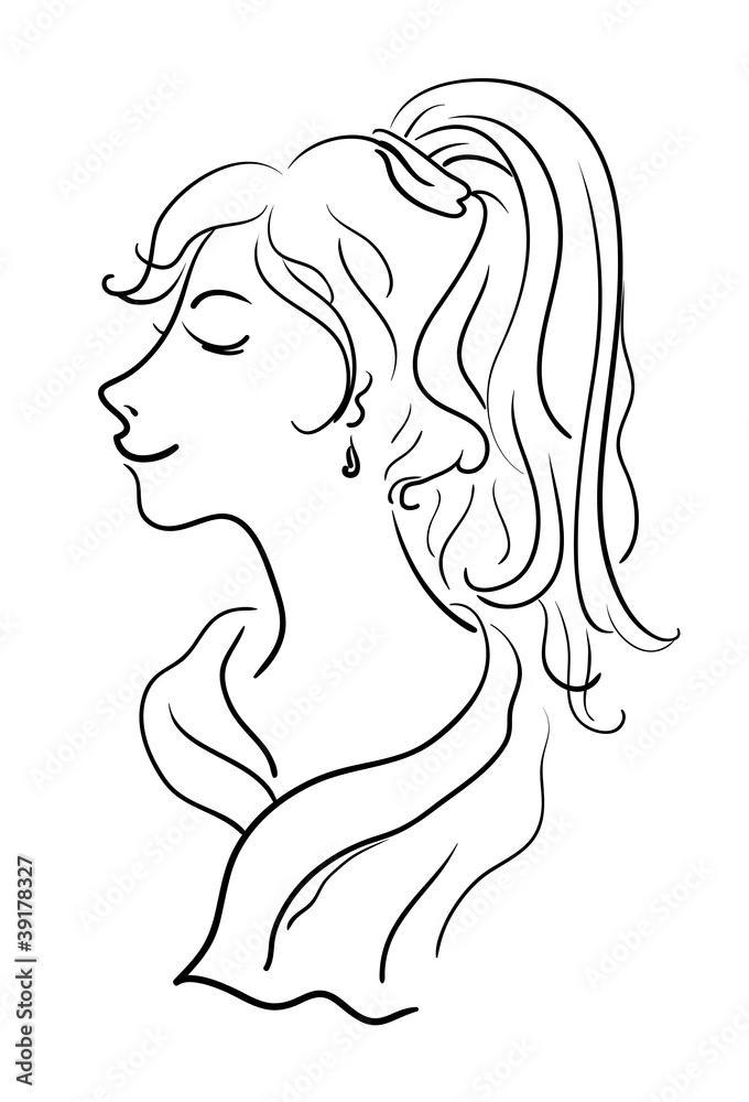 Female contours, vector sketch
