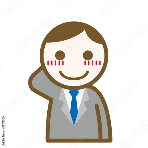 アイコン ビジネスマン A216 照れる