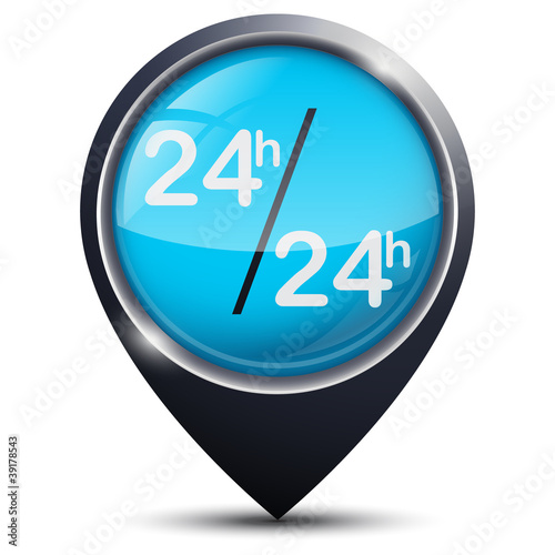Symbole glossy vectoriel 24h /24 h