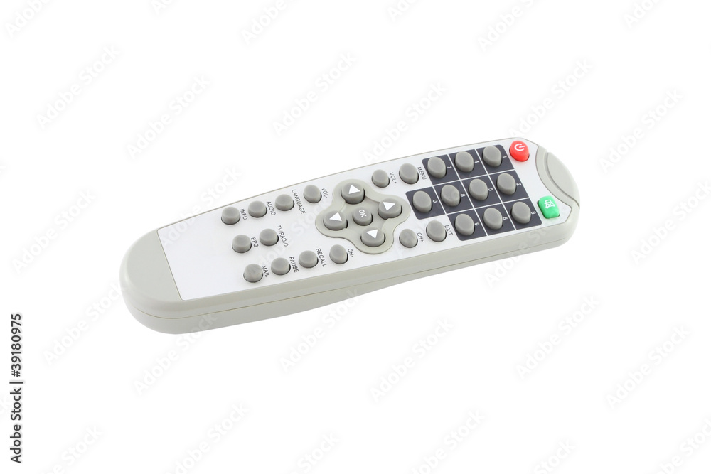 Top side of remote control on white background. Top side of remote control on white background.