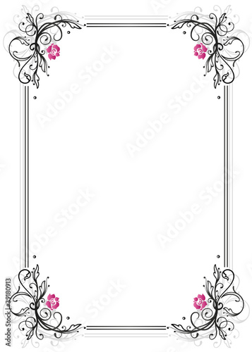 Rosen, Ranke, flora, Blumen, Rahmen, schwarz, pink