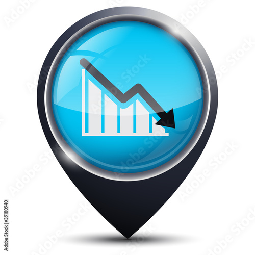 Symbole glossy vectoriel crise / chute / baisse