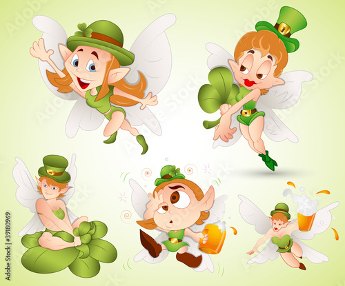Fototapeta Naklejka Na Ścianę i Meble -  St. Patrick's Day Fairies