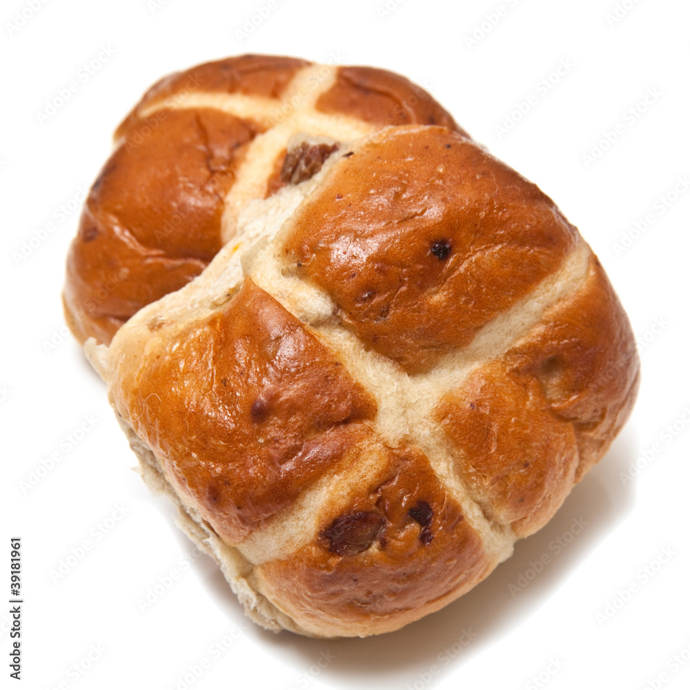 Hot cross buns on a white studio background. Hot cross buns on a white studio background.