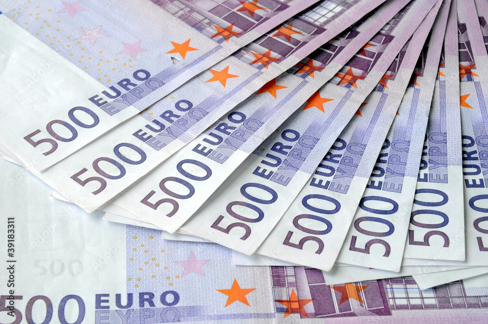 500 Euro Banknoten, Noten, Geld, Geldscheine, Kapital, Vermögen 500 Euro Banknoten, Noten, Geld, Geldscheine, Kapital, Vermögen
