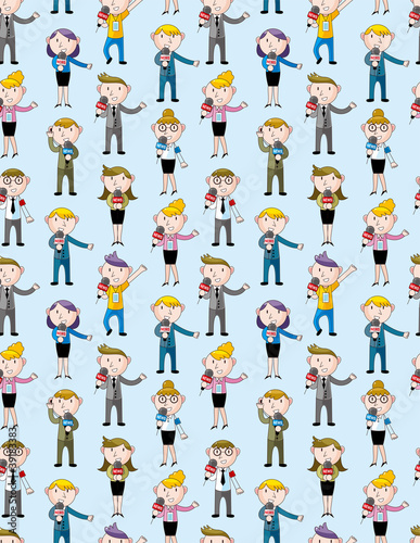 reporter people seamless pattern