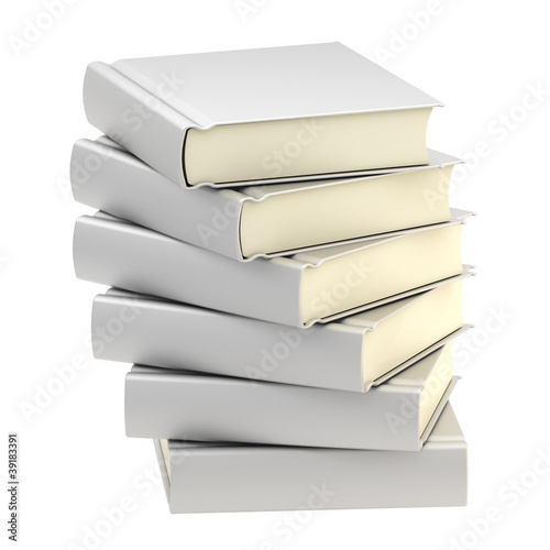 Stack of six silver books isolated