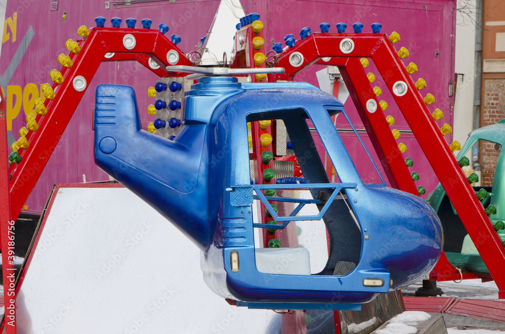 amusement park rides colorful carousel spin helicopter