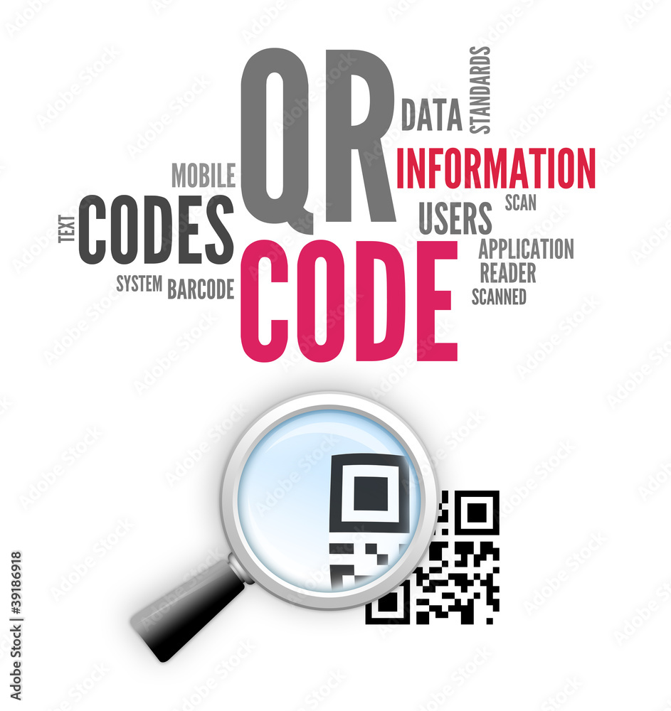 Word Cloud & Magnifying Glass "QR Code" Stock Illustration Adobe Stock
