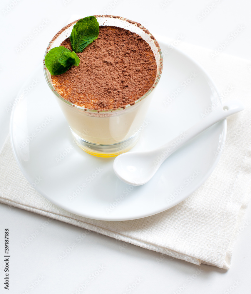 vanilla dessert with cocoa