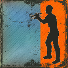 Handdoek met foto Muziekband Brass Cornet Player Background  © petrafler