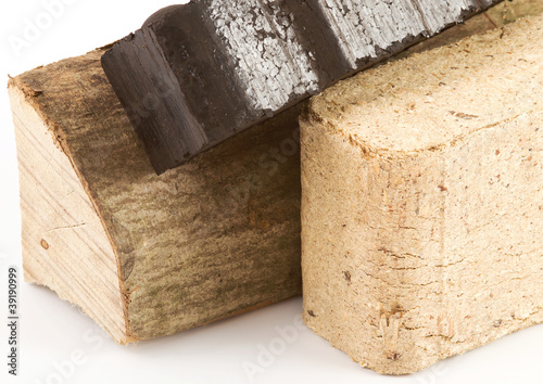 Brennstoffe Holz und Kohle photo