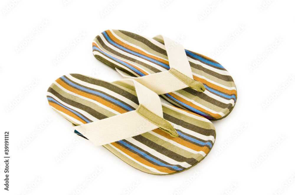 Fototapeta premium Summer colourful shoes on white