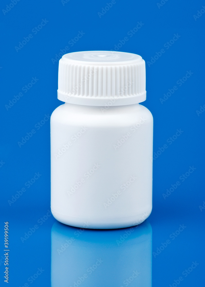 Medical bottle on blue background Medical bottle on blue background