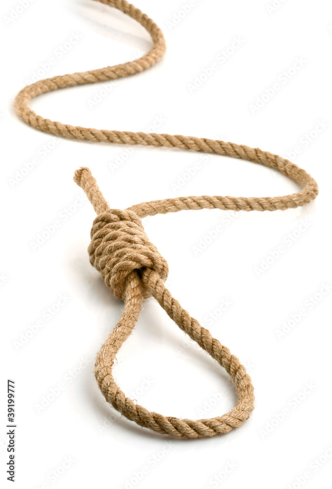 loop hempen rope isolated on white background Stock Photo