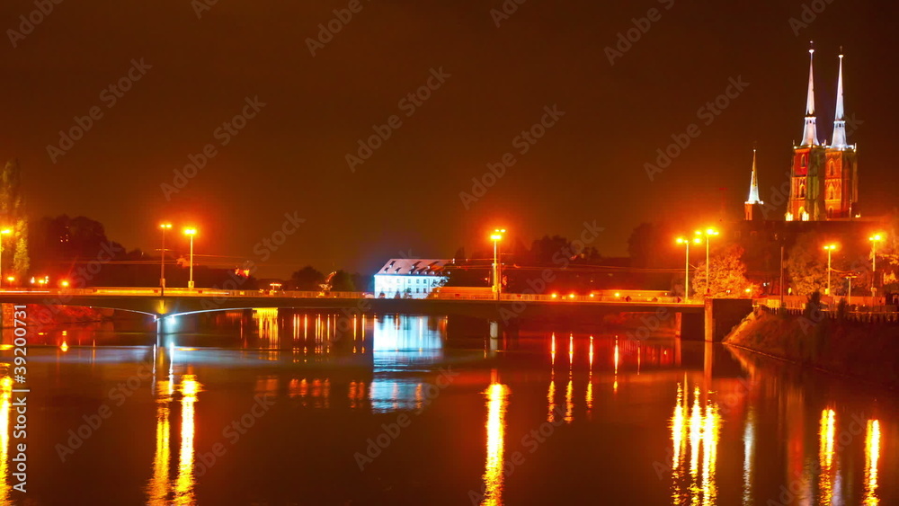 Wroclaw at night. Time-lapse Wroclaw at night. Time-lapse