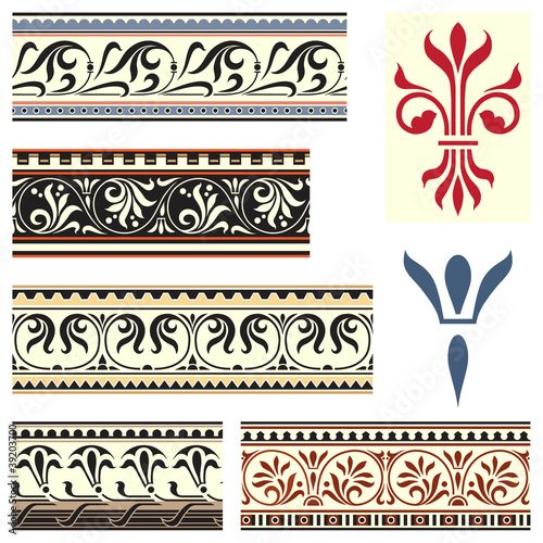 Fleur de lys seamless borders and motifs