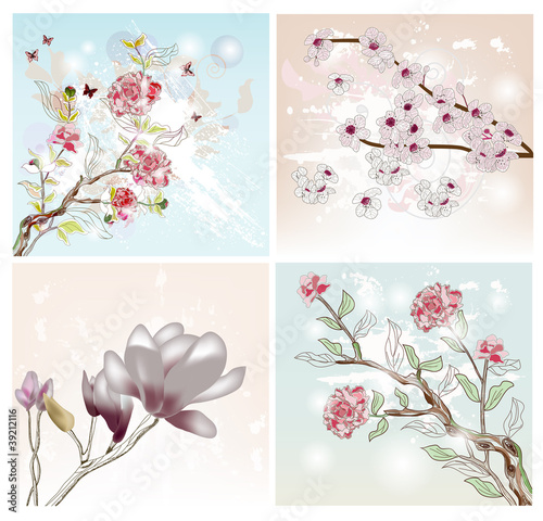 set of spring scenes