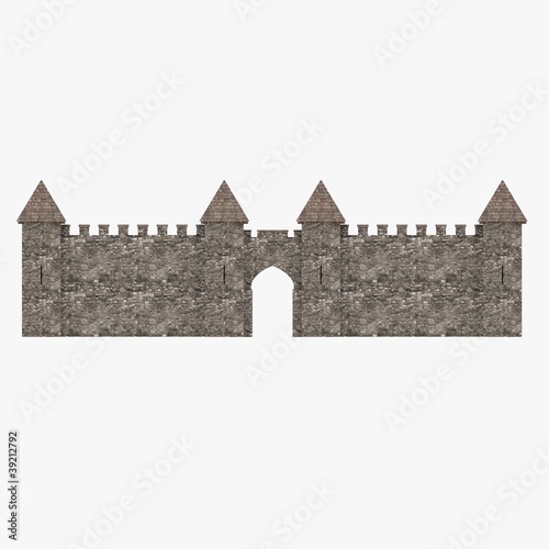 Fototapeta 3d render of medieval rampart