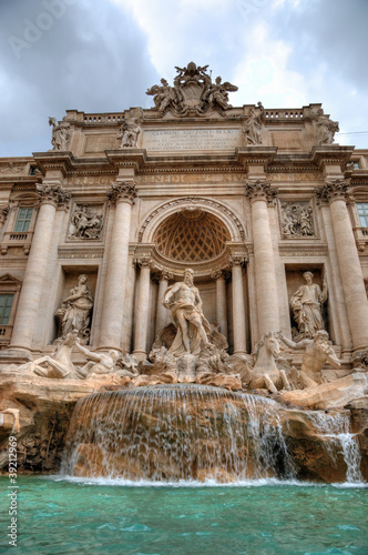 Center of Fountain de Trevi in Rome, Italy