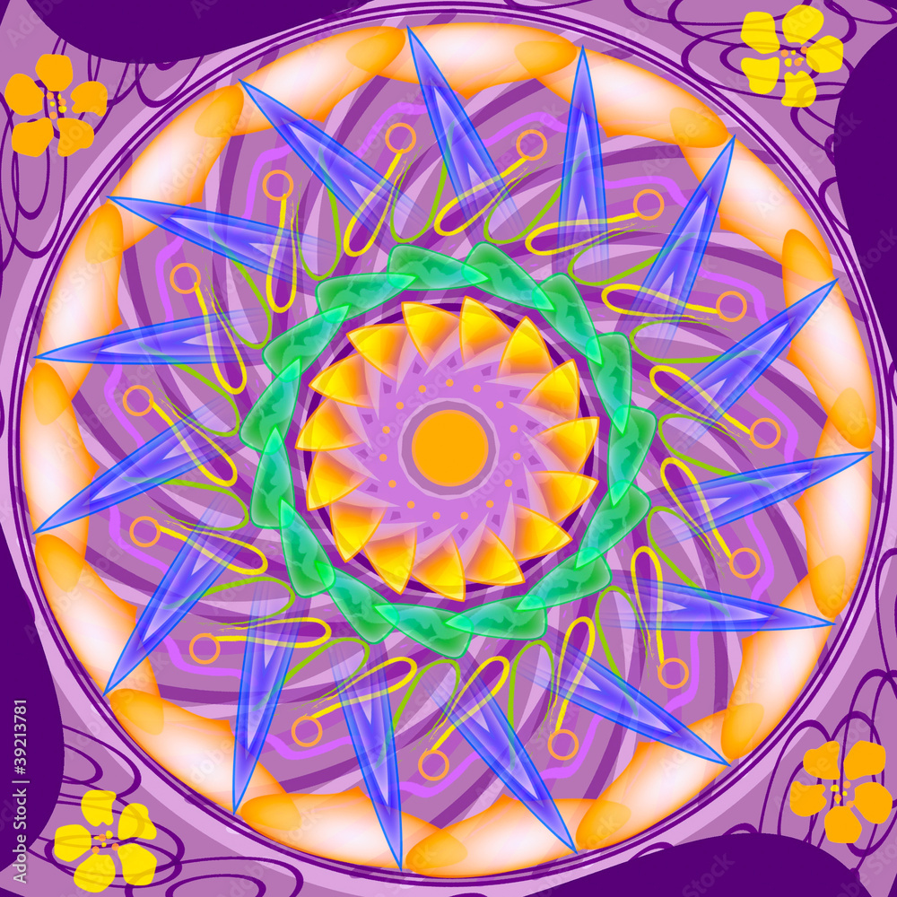 Fototapeta premium Mandala sacred circle in shades of purple