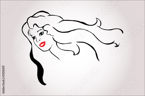 Рисунок девушка с распущенными волосами