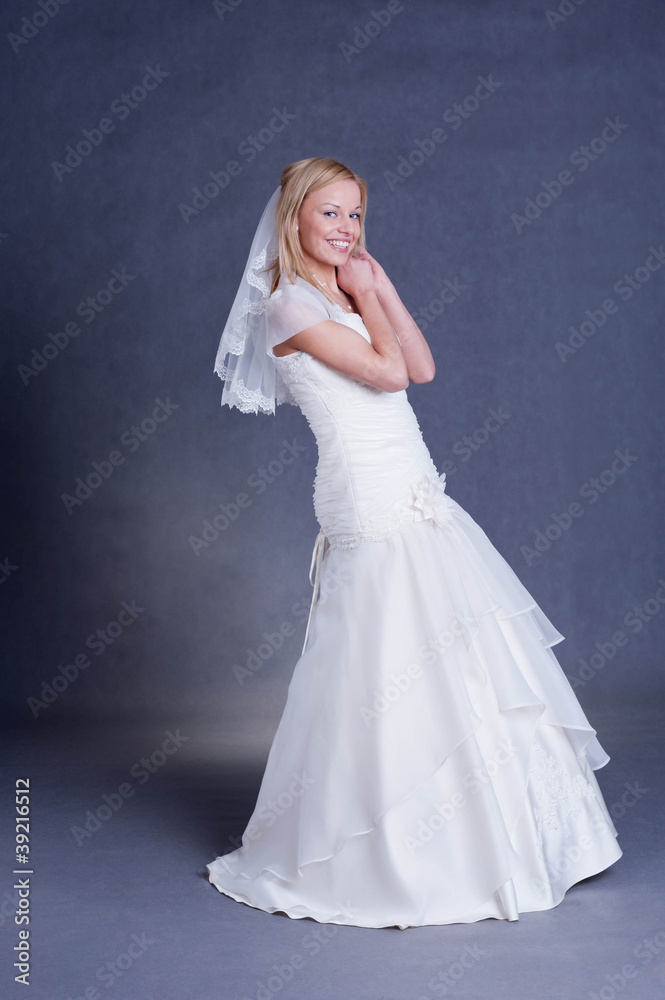 young bride in wedding dress