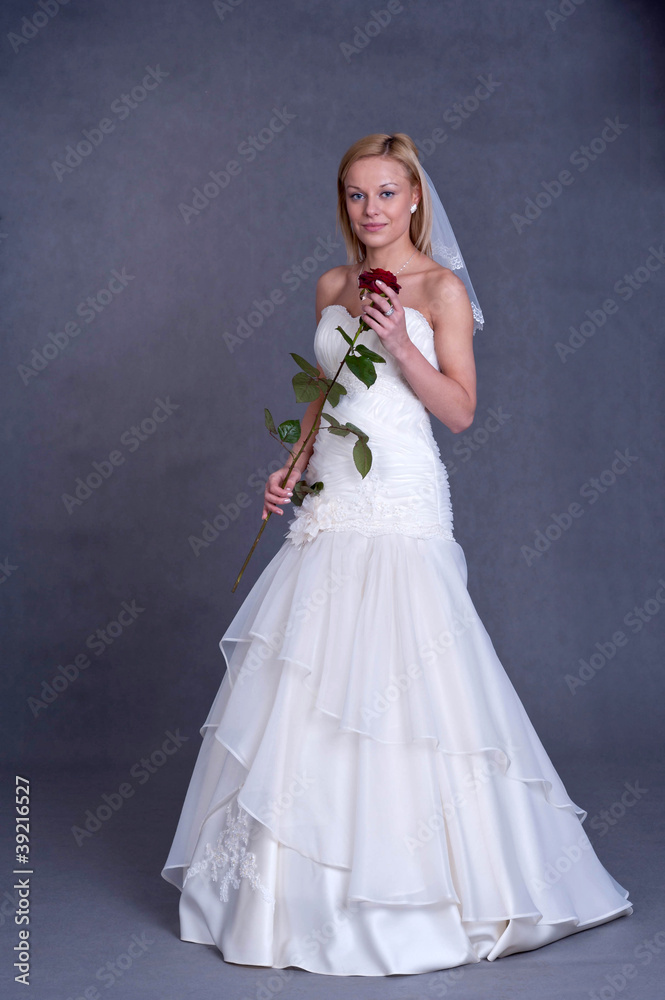 young bride in wedding dress