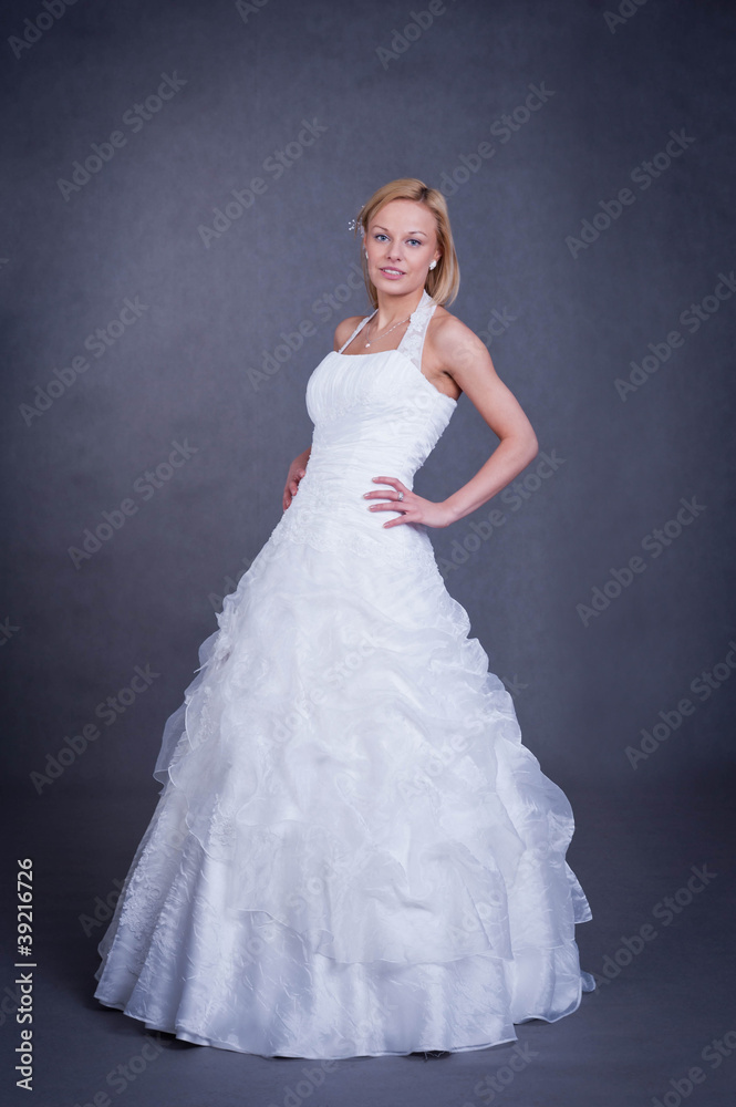 young bride in wedding dress