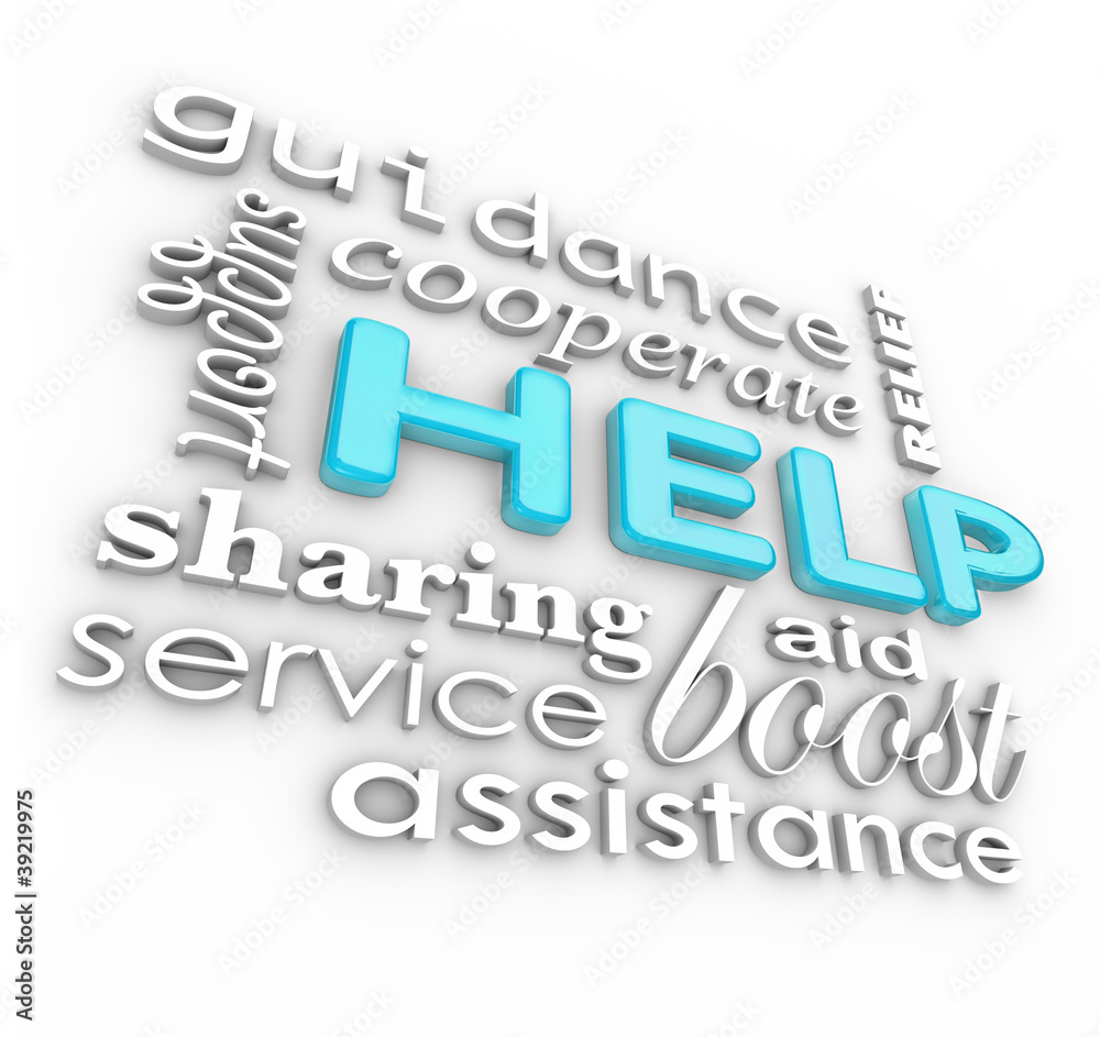 Help Words 3D Background Supportive Terms of Service Help Words 3D Background Supportive Terms of Service