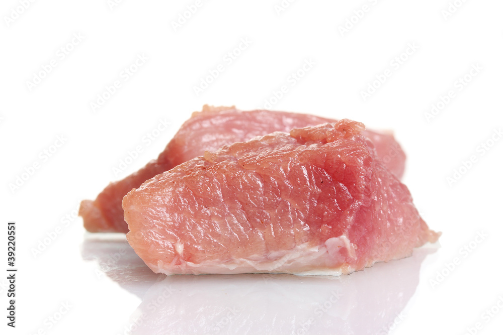 Piece of raw meat isolated on white Piece of raw meat isolated on white