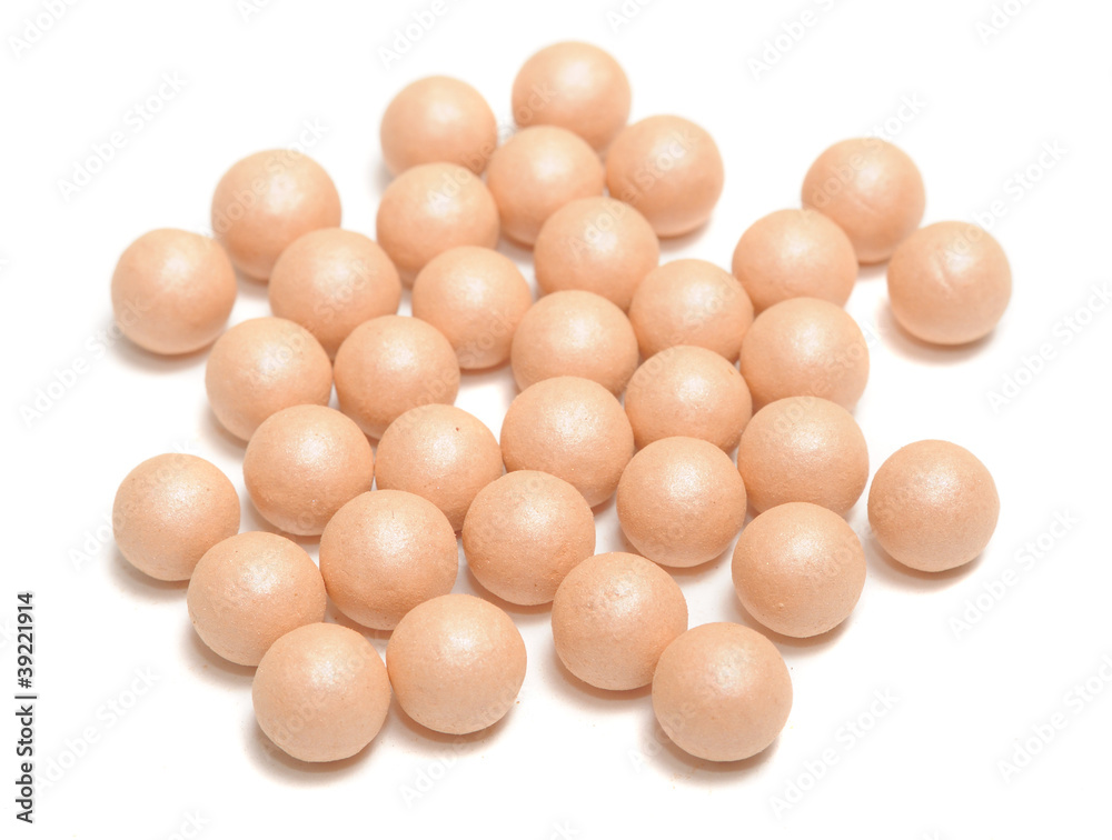 Face Powder Pearls (Ball-Powder) Isolated on White Background Face Powder Pearls (Ball-Powder) Isolated on White Background