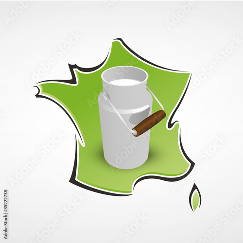 vecteur, carte de france et bouteille de lait