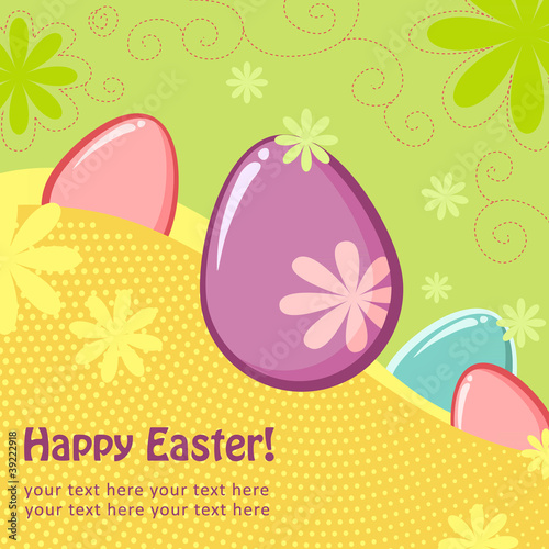 Easter greeting postcard with eggs