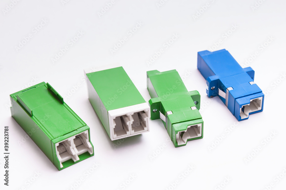 Fototapeta premium Group of fiber optic adapters SC and LS