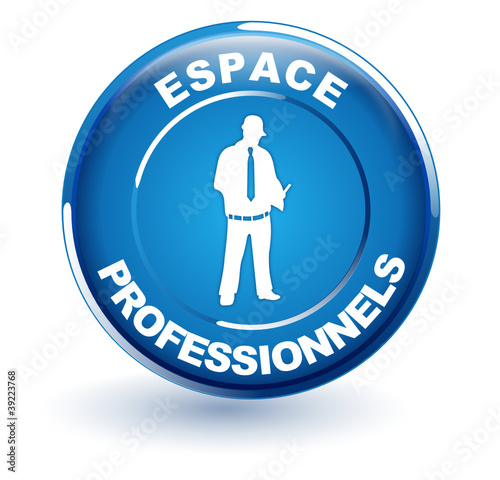 espace professionnels sur bouton bleu