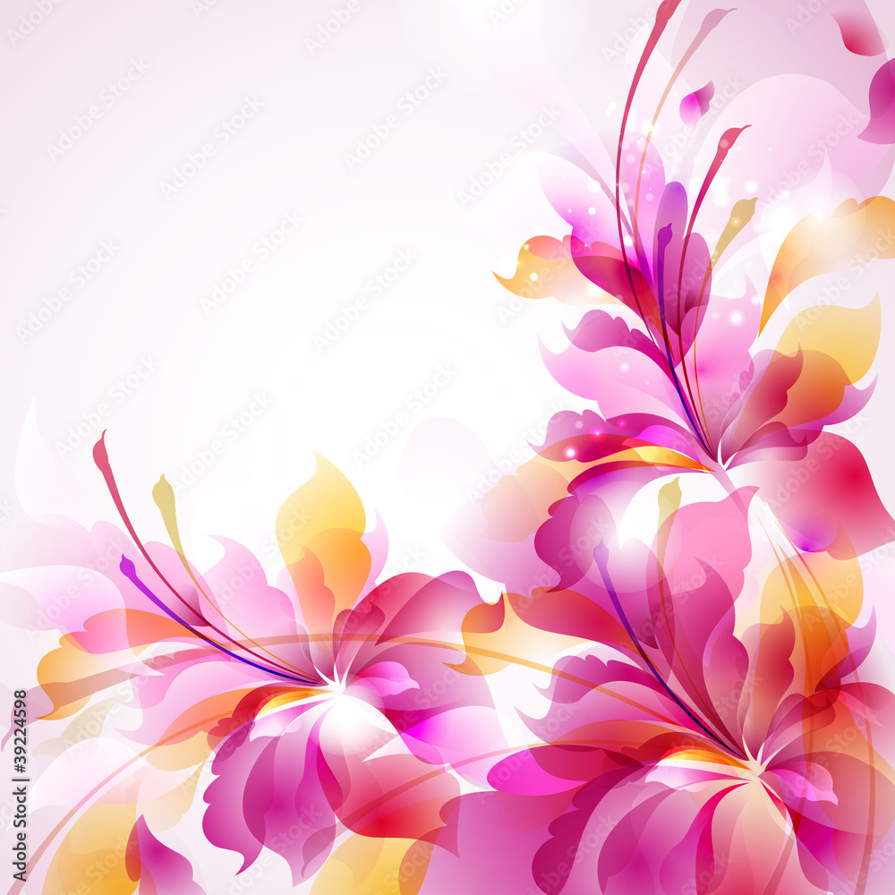Tender background with three abstract flower