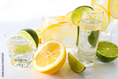 drinks with lemon and lime.