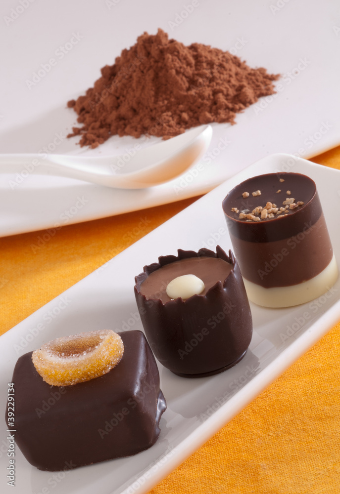 Cioccolatini artigianali, close-up Cioccolatini artigianali, close-up