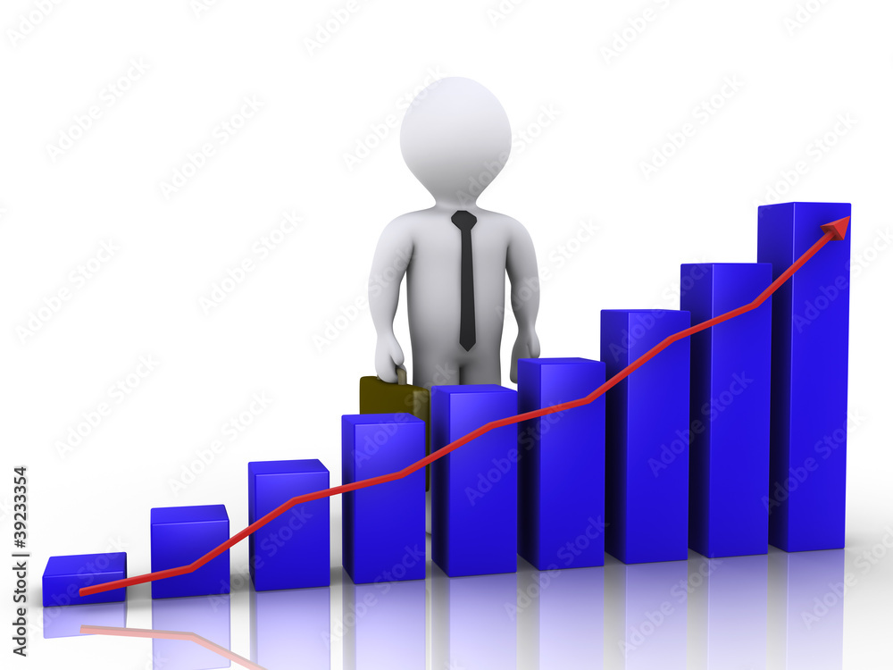 Businessman standing behind chart