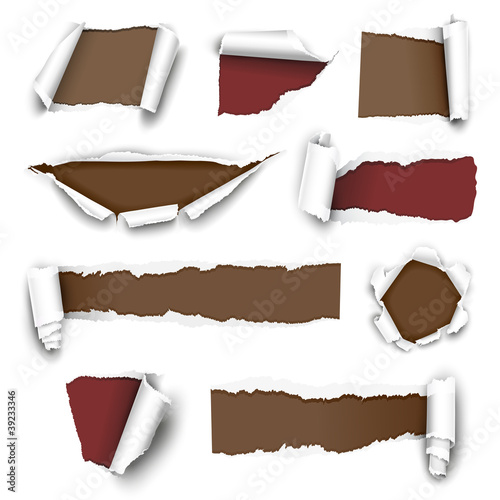 Сollection of torn paper. Vector illustration photo