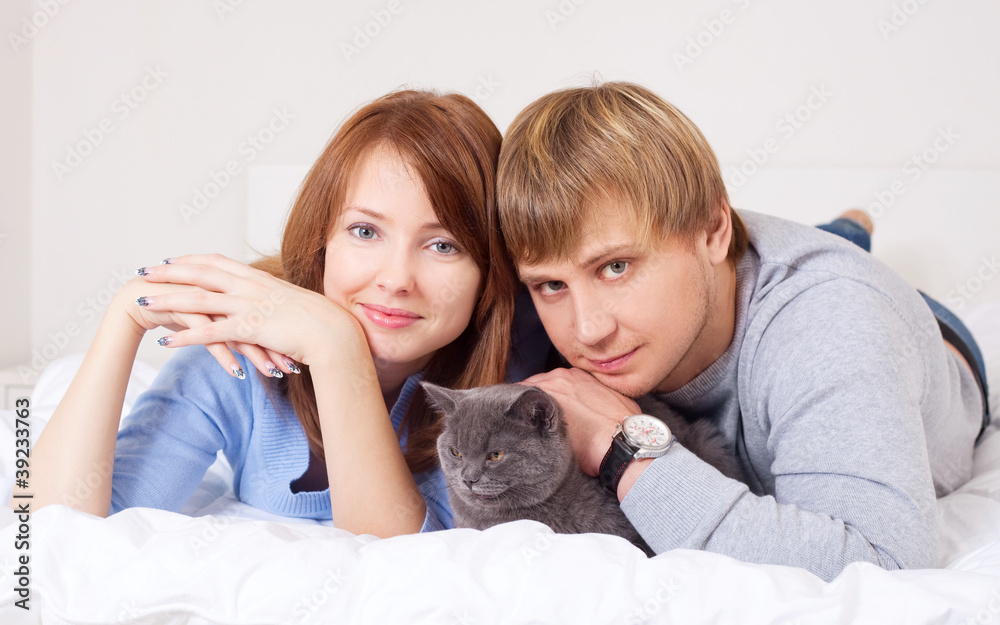 couple with a cat couple with a cat